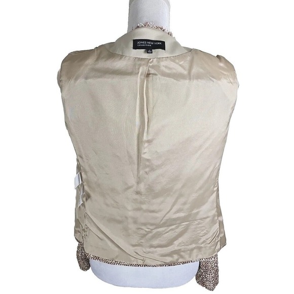 Jones New York ~Woman Size 4~Brown/Beige w/Silver Stripes Business Blazer Jacket - Picture 6 of 12